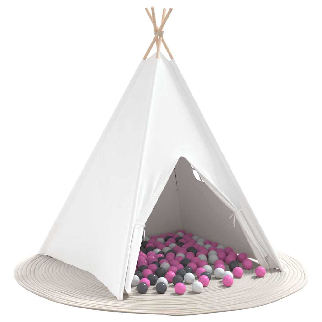 Tenda Teepee Bianco 120 x 120 x 150 cm Tessuto e Plastica