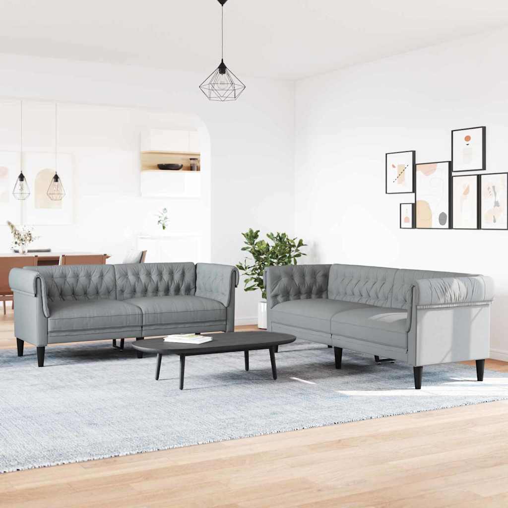Set di divani 2 pcs Grigio chiaro Tessuto
