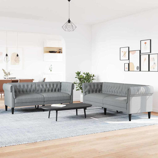 Set di divani 2 pcs Grigio chiaro Tessuto