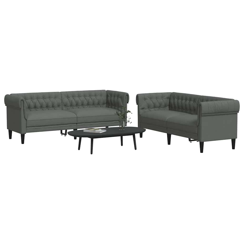 Set di divani 2 pcs Grigio scuro Tessuto