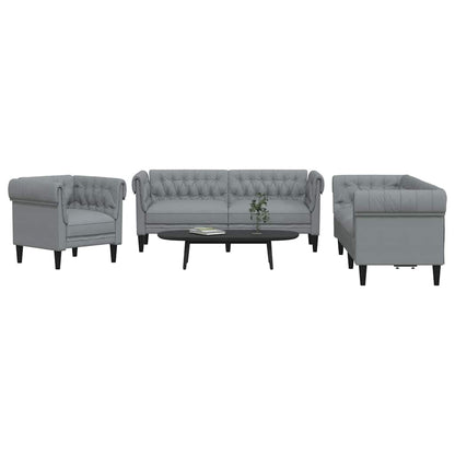 Set di divani 3 pcs Grigio chiaro Tessuto
