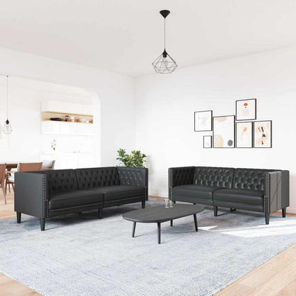 Set di divani 2 pcs Nero 194 x 74.5 x 70.5 cm Pelle sintetica