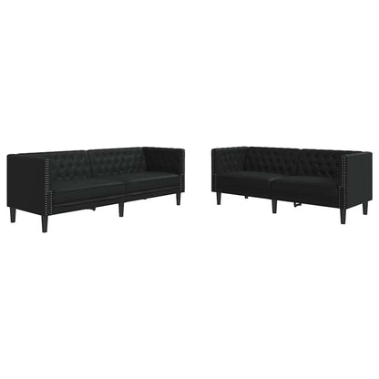 Set di divani 2 pcs Nero 194 x 74.5 x 70.5 cm Pelle sintetica