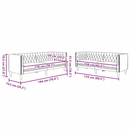 Set di divani 2 pcs Nero 194 x 74.5 x 70.5 cm Pelle sintetica