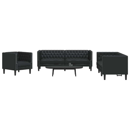 Set di divani 3 pcs Nero 194 x 74.5 x 70.5 cm Pelle sintetica