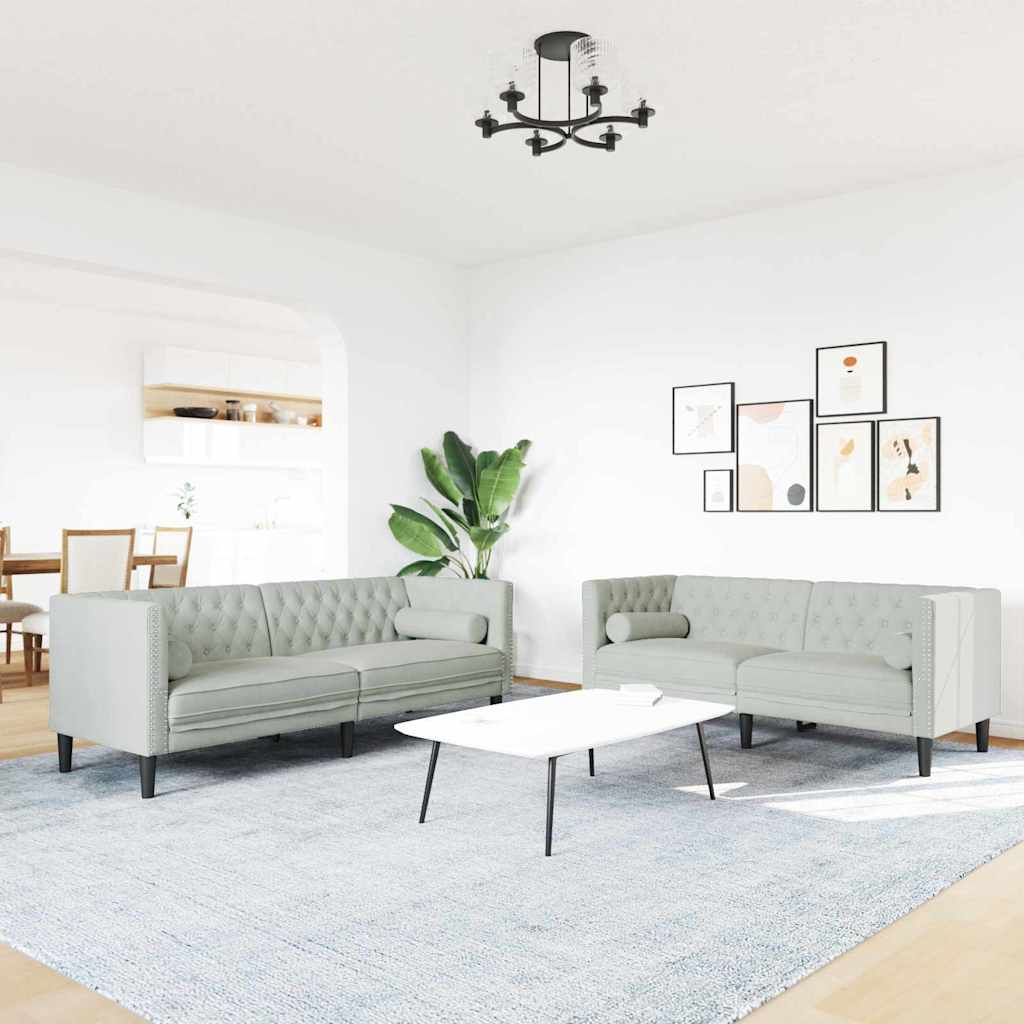 Divano per Soggiorno 2 pcs Grigio chiaro 194 x 74,5 x 70,5 cm | homemem39