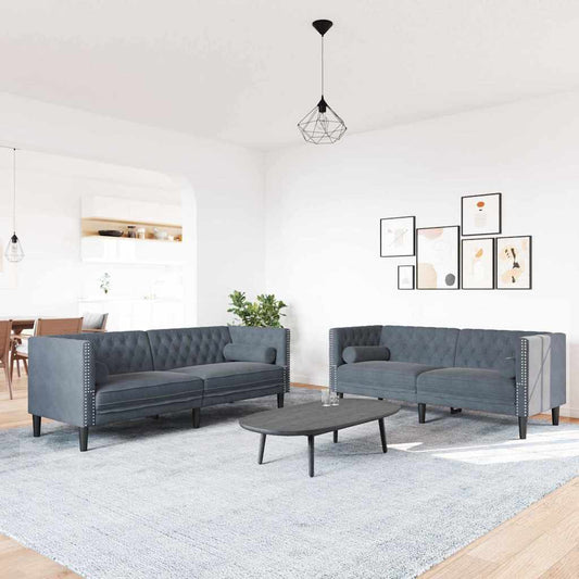Set di divani 2 pcs Grigio scuro Velluto