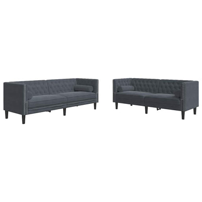 Set di divani 2 pcs Grigio scuro Velluto
