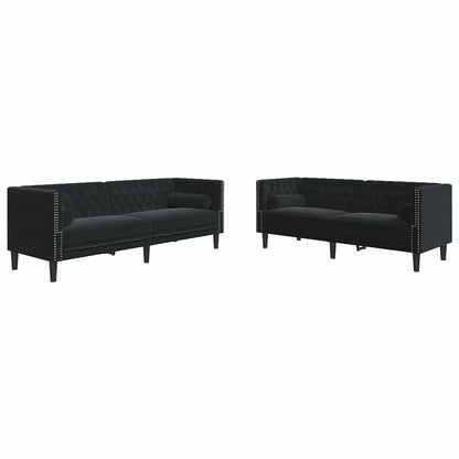 Divano per Soggiorno 2 pcs Nero 194 x 74,5 x 70,5 cm Velluto