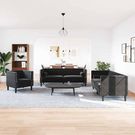 Set di divani 3 pcs Nero Velluto