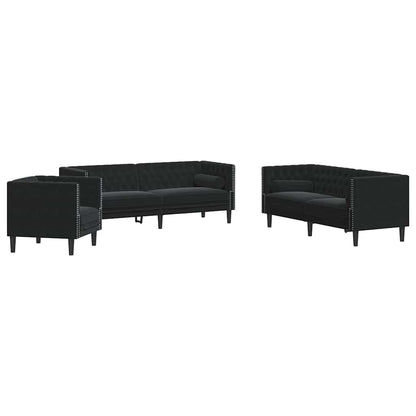 Set di divani 3 pcs Nero Velluto