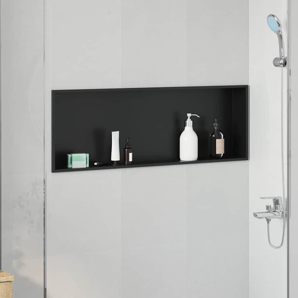 Nicchia per doccia Nero 90 x 30 x 9,5 cm Acciaio inossidabile | homemem39