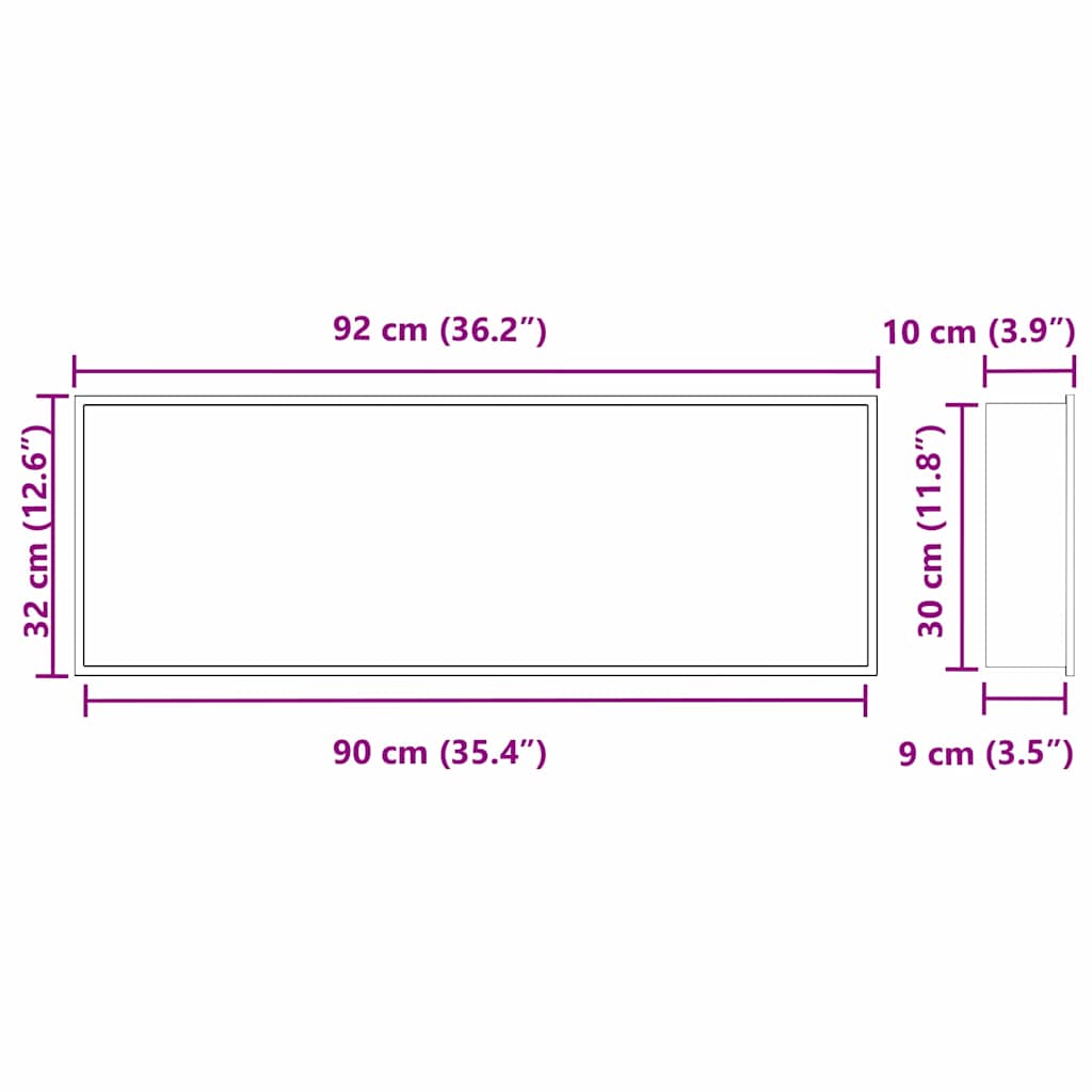 Nicchia per doccia Nero 90 x 30 x 9,5 cm Acciaio inossidabile | homemem39