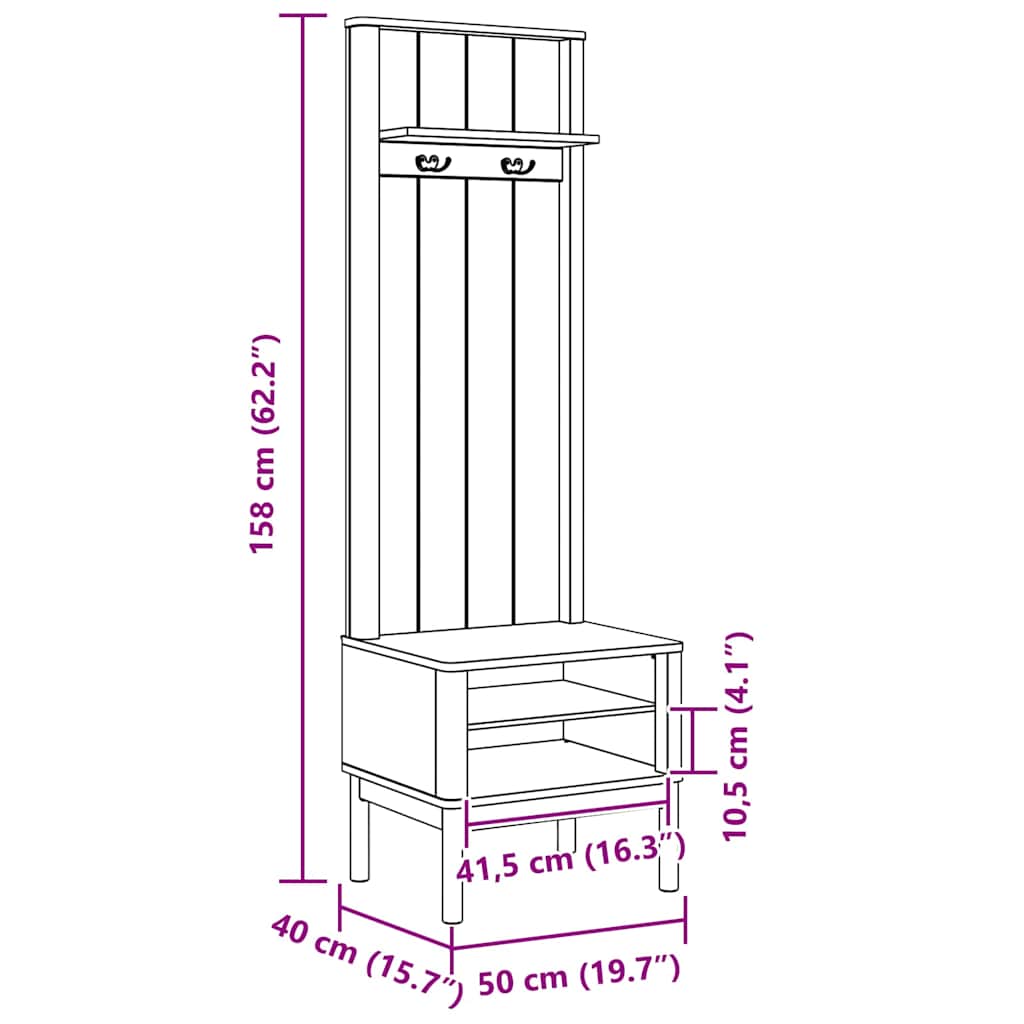 Armadio per corridoio FLORO Bianco 50 x 40 x 158 cm