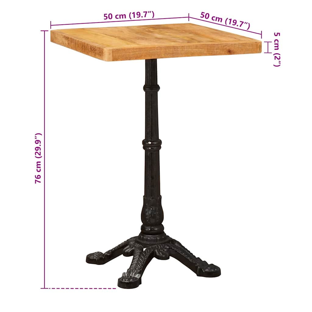 Tavolo da bistrot 50 x 50 x 76 cm Legno di mango massello | homemem39