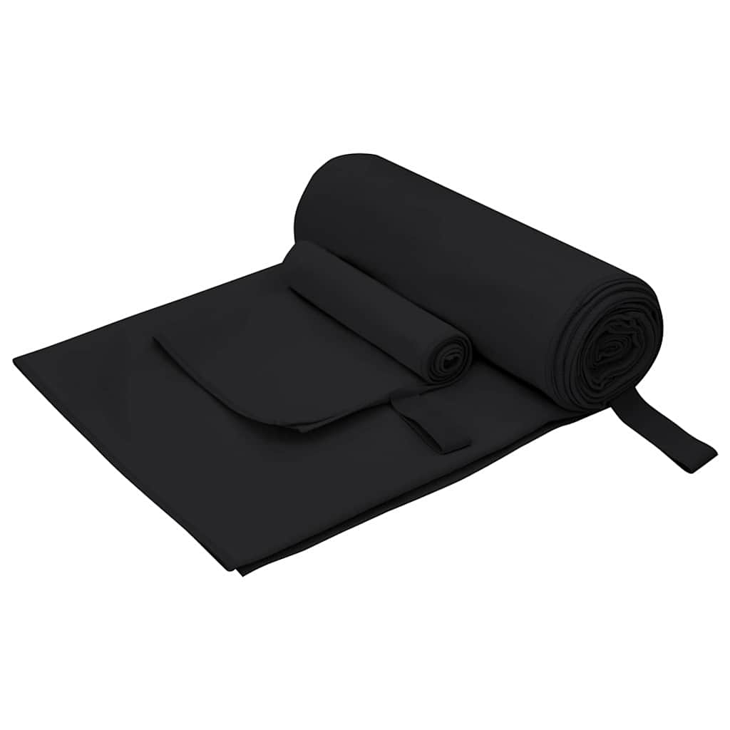 Set di Asciugamani Sportivi 2 pcs Nero Tessuto