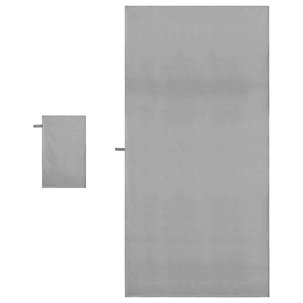 Set di Asciugamani Sportivi 2 pcs Grigio scuro Tessuto
