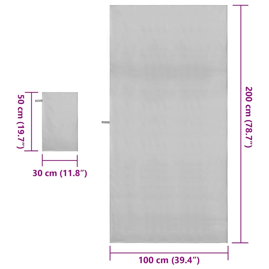 Set di Asciugamani Sportivi 2 pcs Grigio Tessuto