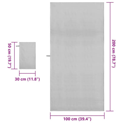 Set di Asciugamani Sportivi 2 pcs Grigio Tessuto