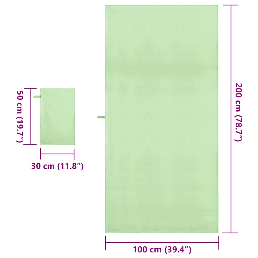 Set di Asciugamani Sportivi 2 pcs Verde Tessuto