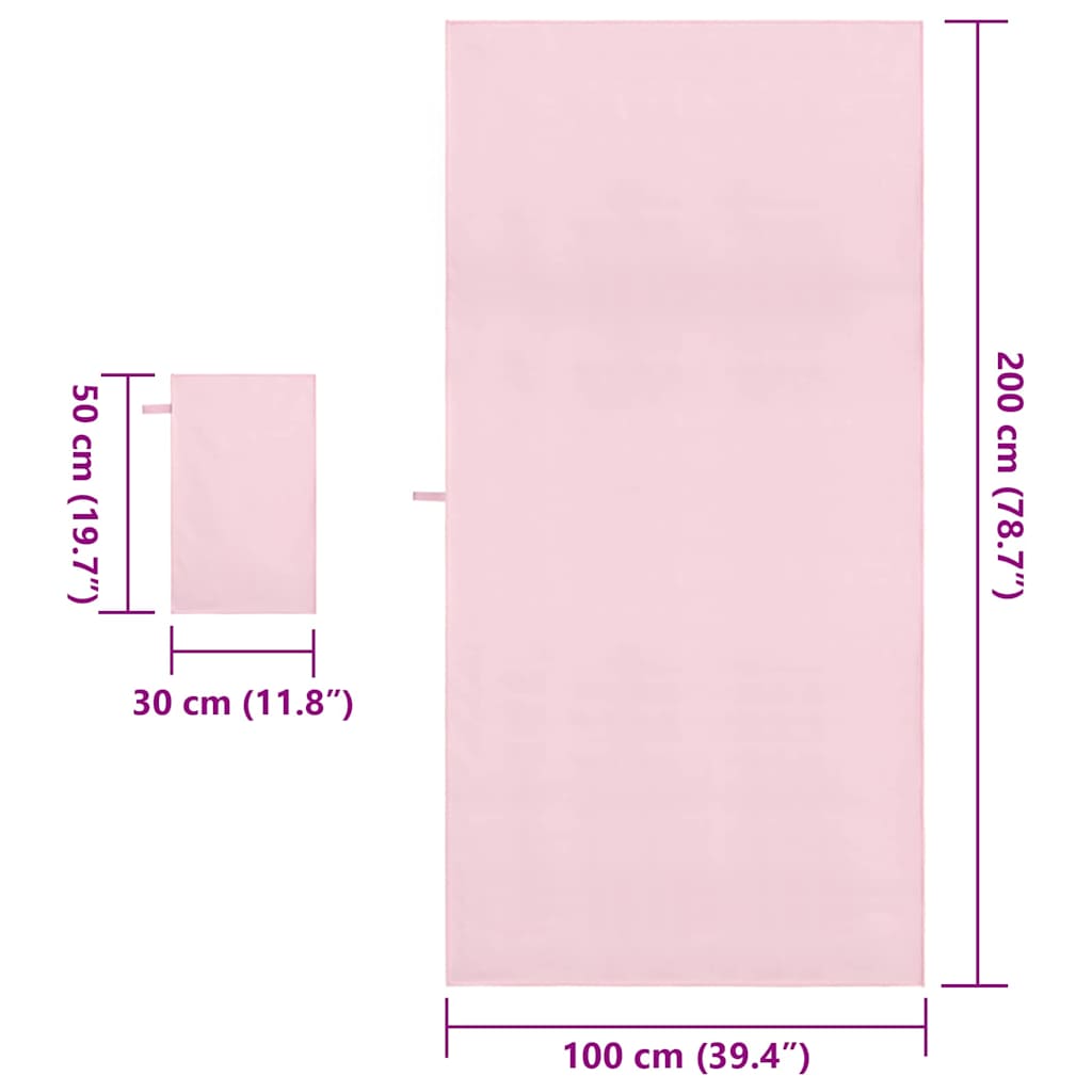 Set di Asciugamani Sportivi 2 pcs Rosa Tessuto