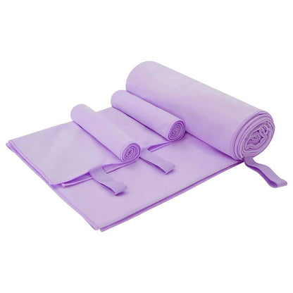 Set di Asciugamani Sportivi 3 pcs Viola Poliestere e poliammide