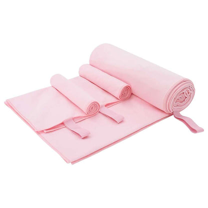 Set di Asciugamani Sportivi 3 pcs Rosa Poliestere e poliammide