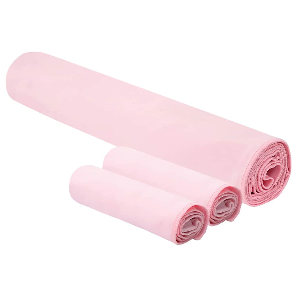 Set di Asciugamani Sportivi 3 pcs Rosa Poliestere e poliammide