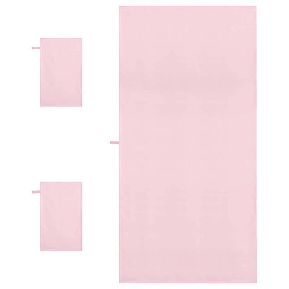 Set di Asciugamani Sportivi 3 pcs Rosa Poliestere e poliammide