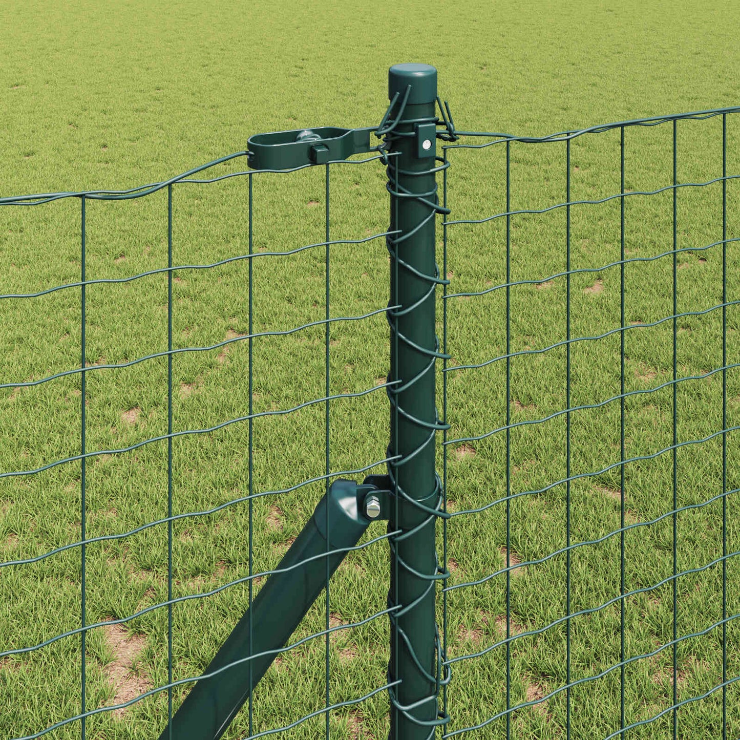Palo della recinzione 2 pcs Verde Acciaio Verniciato a Polvere
