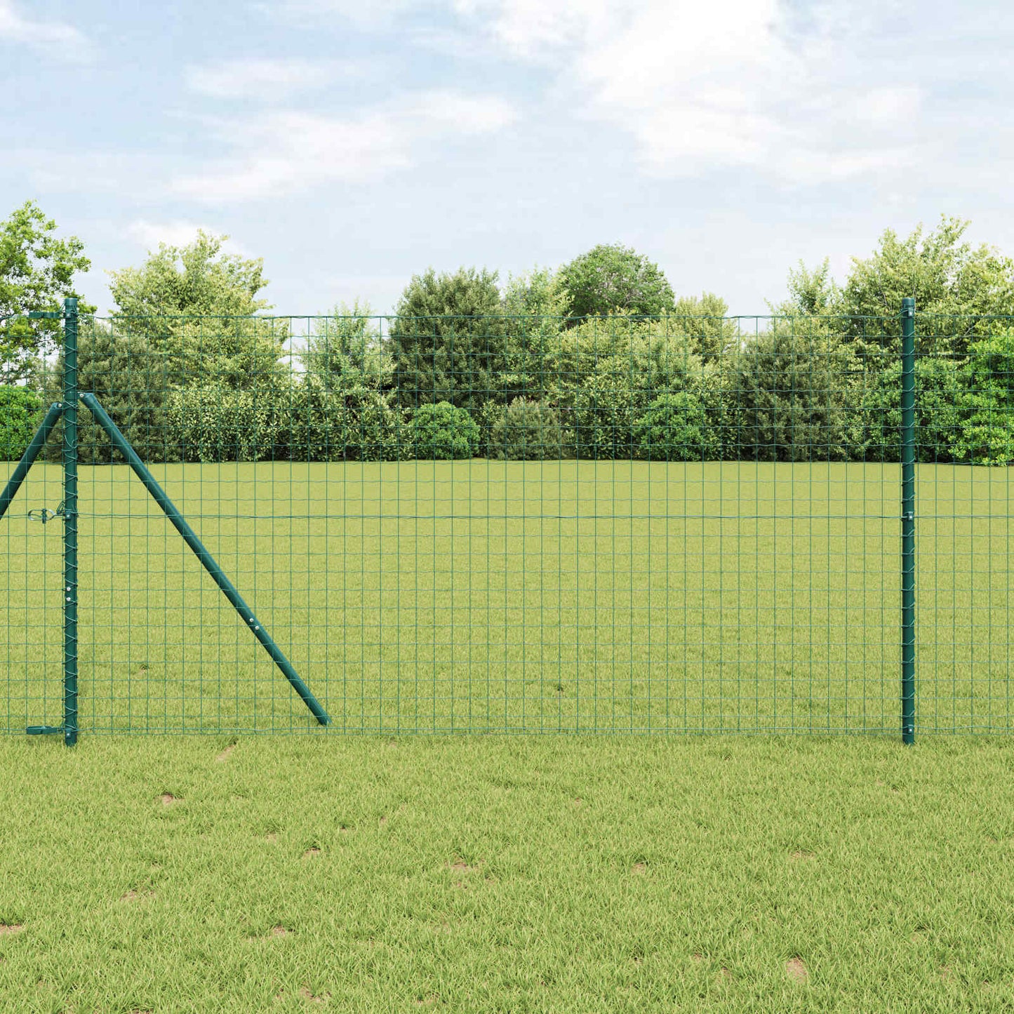 Palo della recinzione 12 pcs Verde Acciaio Verniciato a Polvere