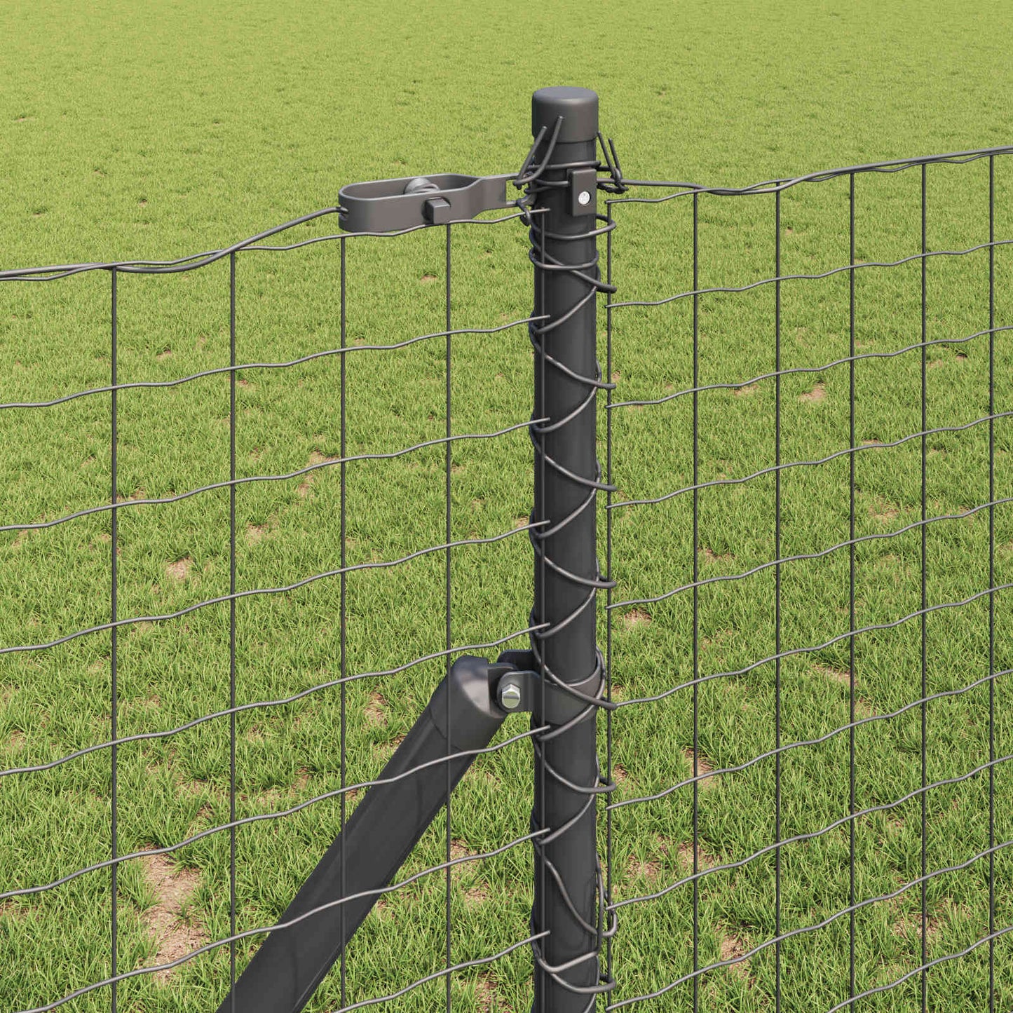 Palo della recinzione 2 pcs Grigio Acciaio Verniciato a Polvere