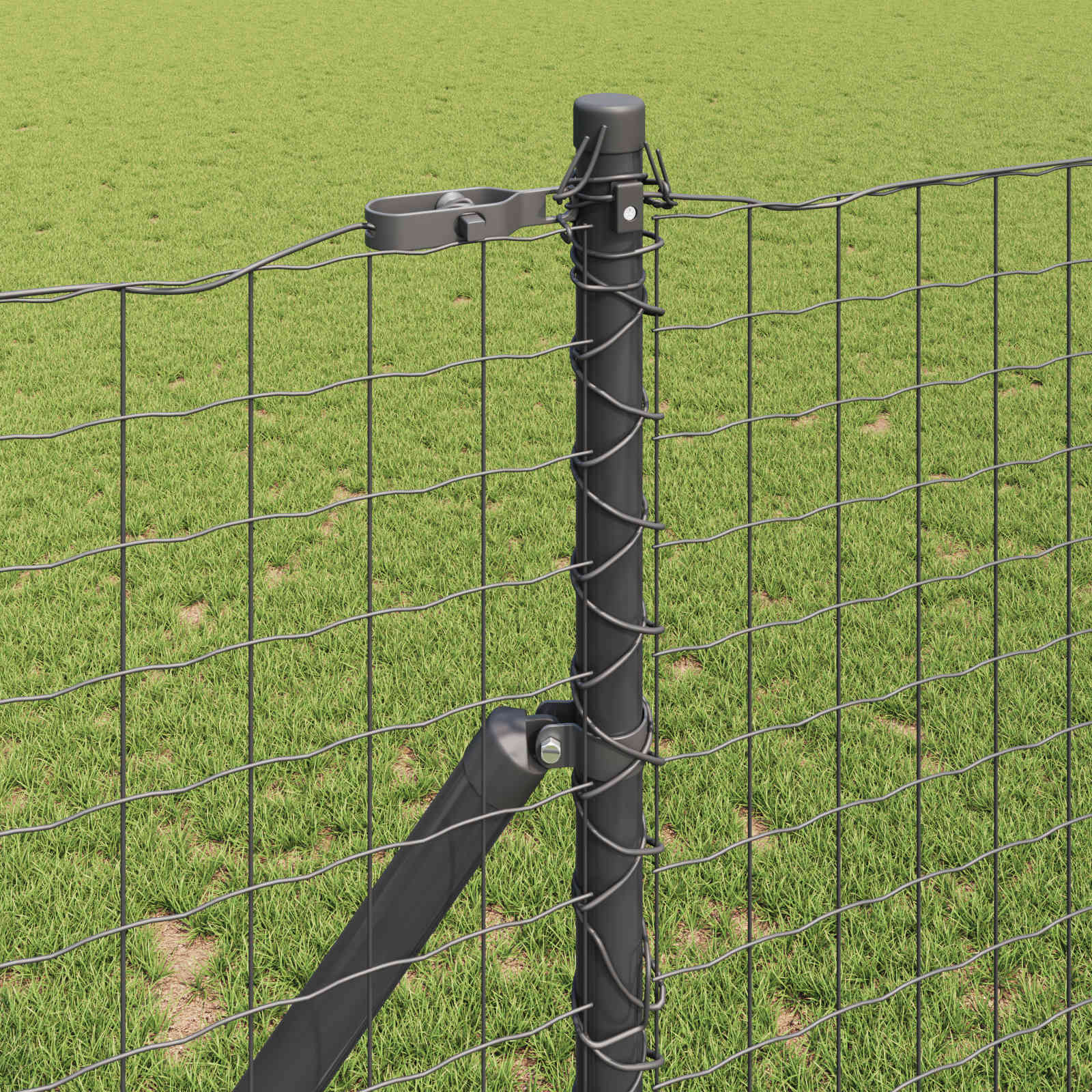 Palo della recinzione 2 pcs Grigio Acciaio Verniciato a Polvere | homemem39