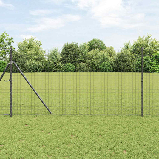 Palo della recinzione 2 pcs Grigio Acciaio Verniciato a Polvere | homemem39