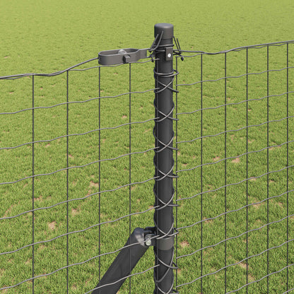 Palo della recinzione 2 pcs Grigio Acciaio Verniciato a Polvere