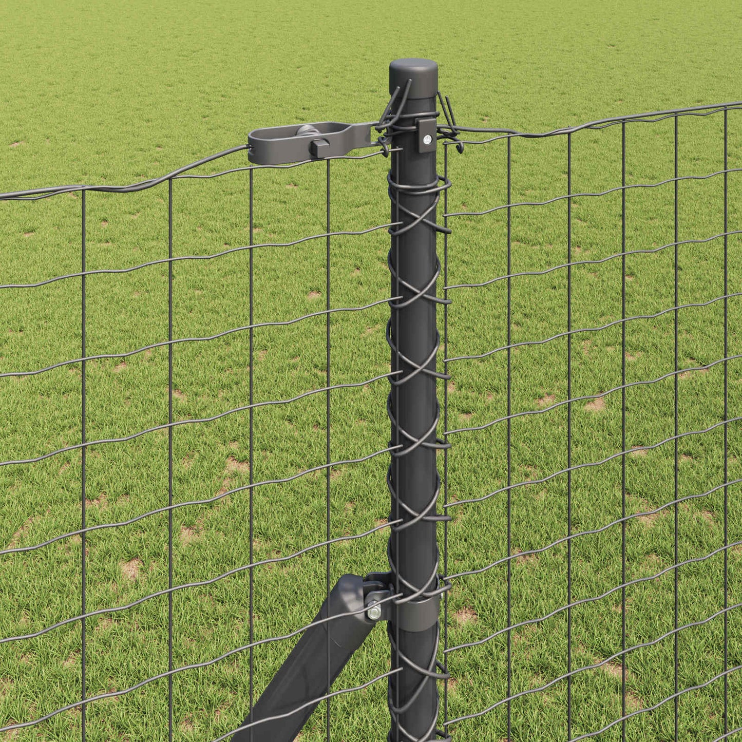 Palo della recinzione 2 pcs Grigio Acciaio Verniciato a Polvere