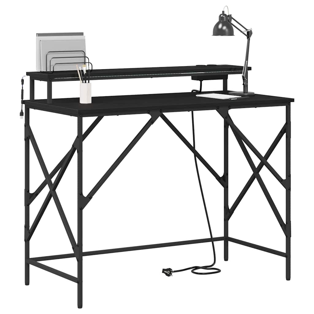 Scrivania Rovere Nero 100 x 50 x 86,5 cm Legno multistrato | homemem39