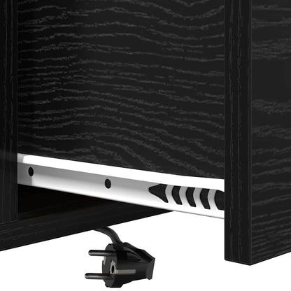 Comò con stazione di ricarica Rovere nero Legno multistrato