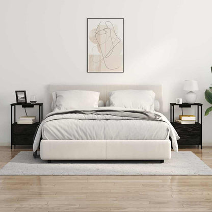 Comò con stazione di ricarica Rovere nero Legno multistrato