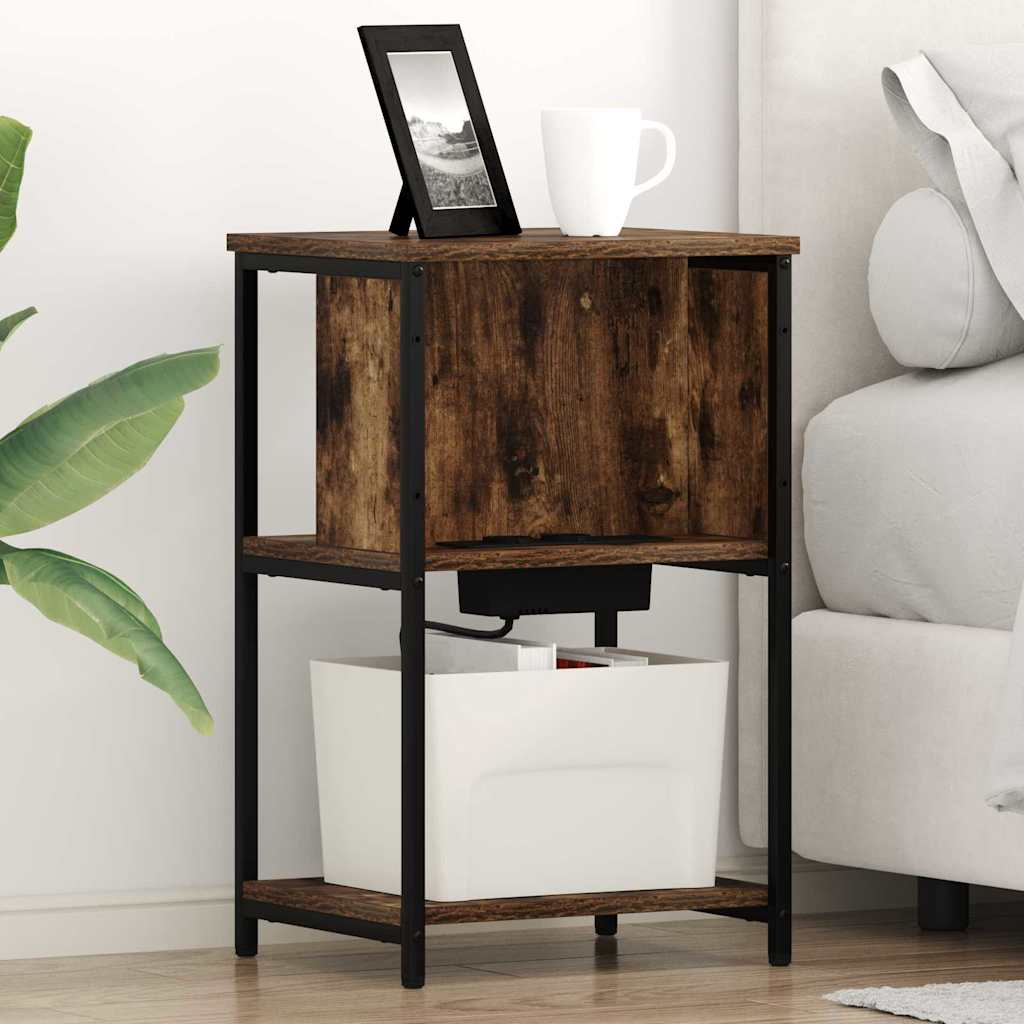 Armadio da Notte 2 pcs Rovere fumé 38 x 31 x 61 cm