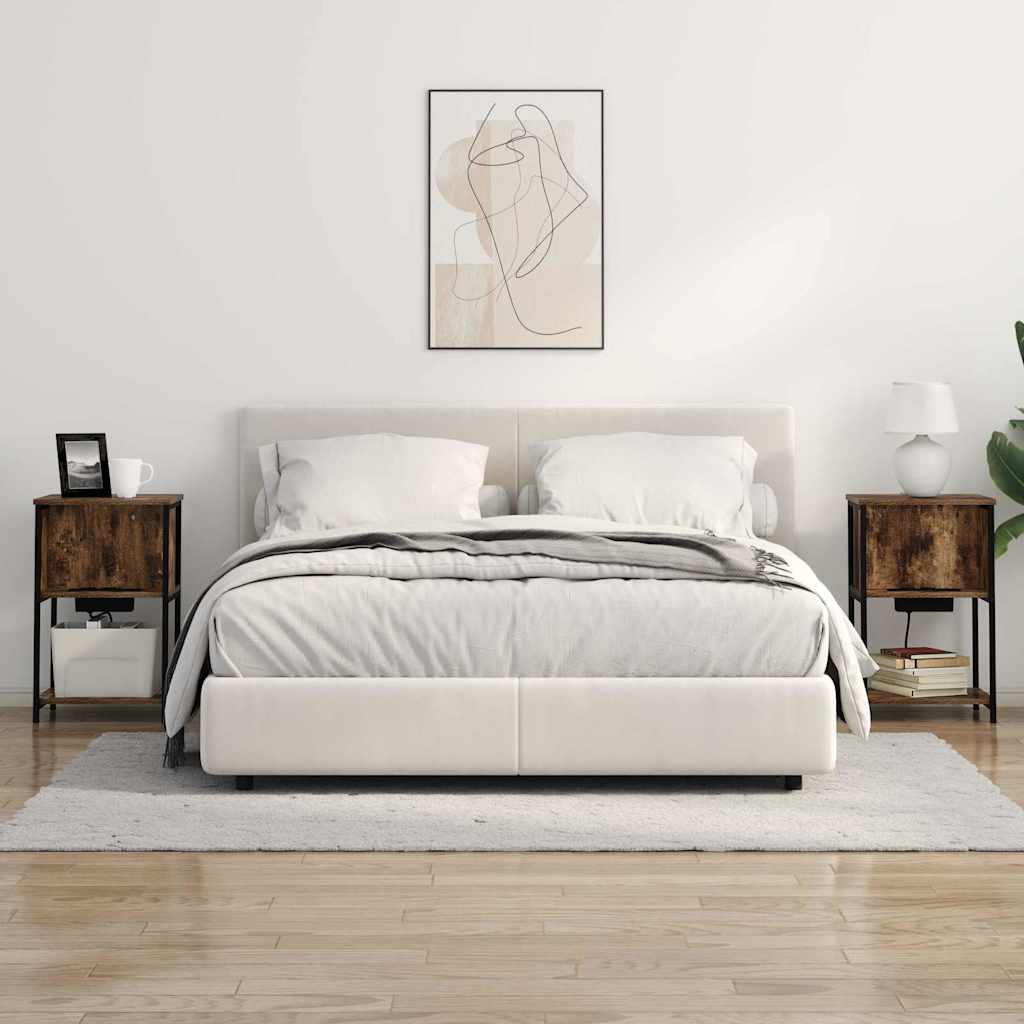 Armadio da Notte 2 pcs Rovere fumé 38 x 31 x 61 cm