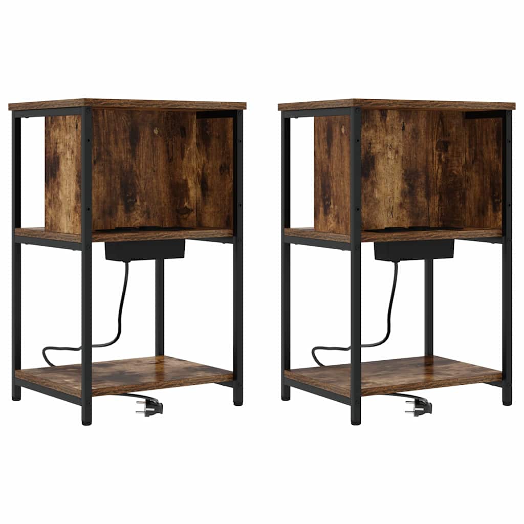 Armadio da Notte 2 pcs Rovere fumé 38 x 31 x 61 cm