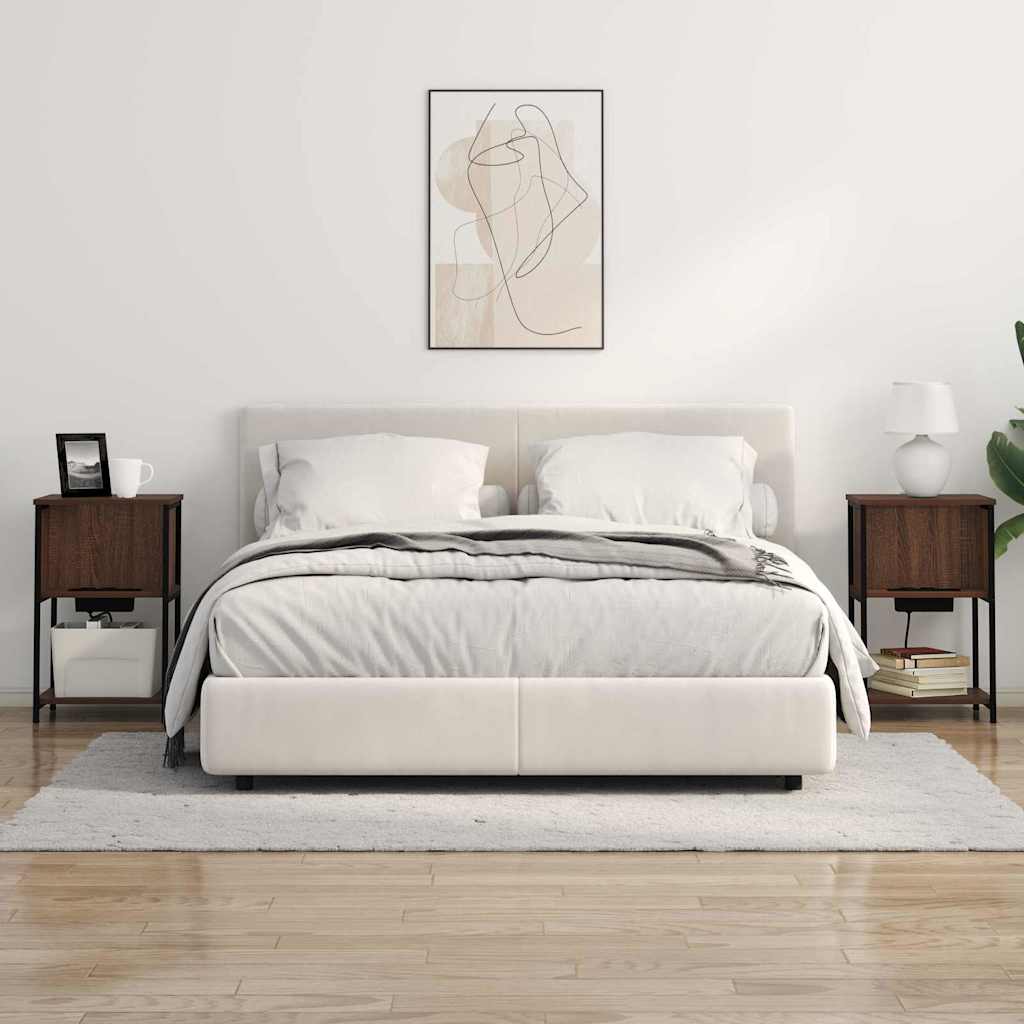 Armadio da Notte 2 pcs Rovere Marrone 38 x 31 x 61 cm | homemem39