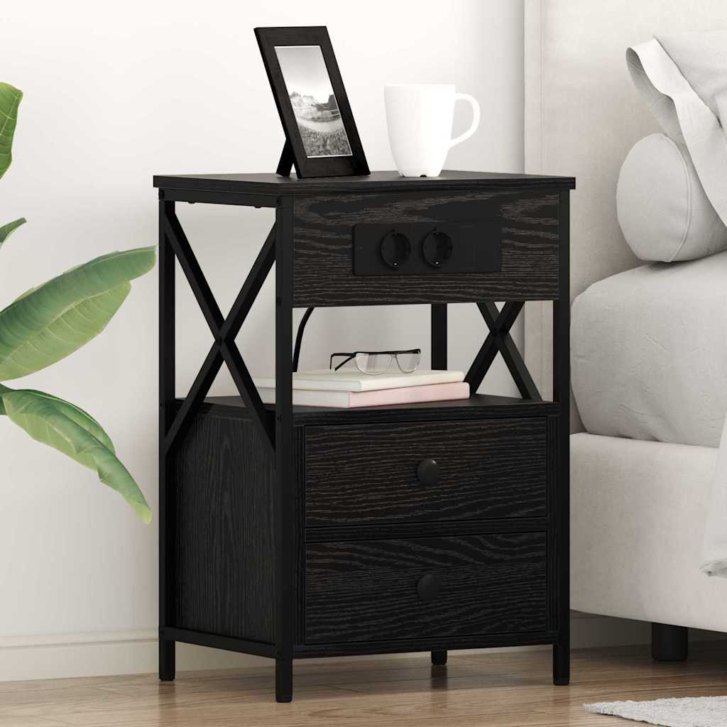 Armadio da Notte Rovere Nero 40 x 31 x 60 cm Legno multistrato | homemem39
