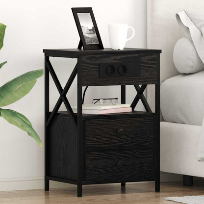 Armadio da Notte Rovere Nero 40 x 31 x 60 cm Legno multistrato | homemem39