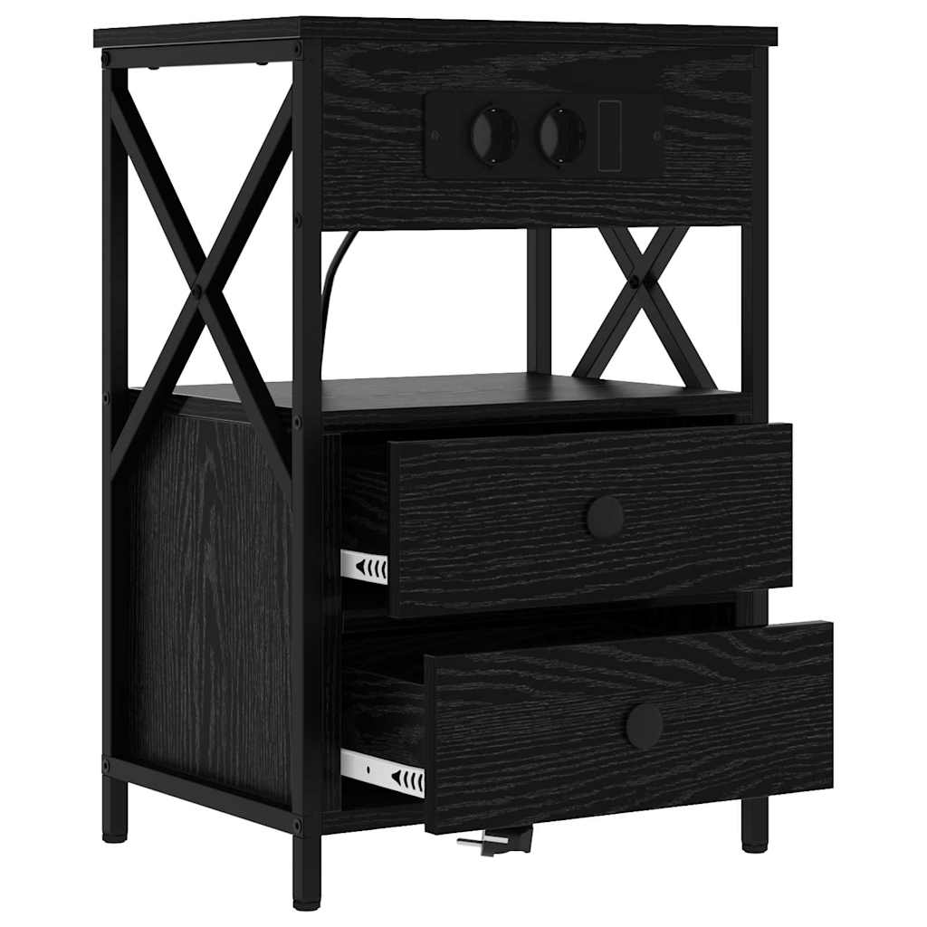 Armadio da Notte Rovere Nero 40 x 31 x 60 cm Legno multistrato | homemem39
