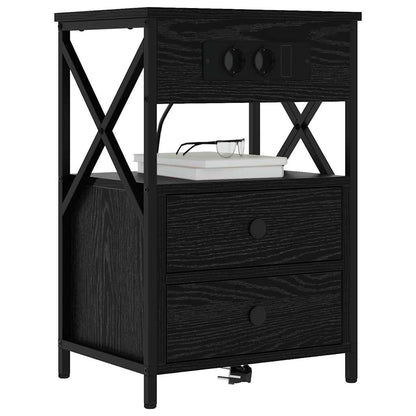 Armadio da Notte Rovere Nero 40 x 31 x 60 cm Legno multistrato | homemem39