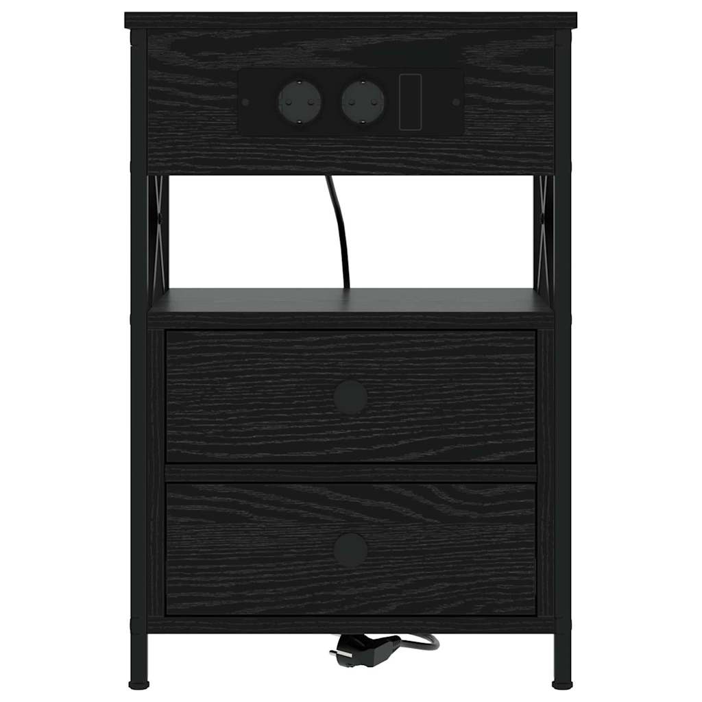 Armadio da Notte con cassetto 2 pcs Rovere Nero 40 x 31 x 60 cm | homemem39