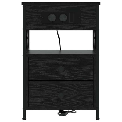 Armadio da Notte con cassetto 2 pcs Rovere Nero 40 x 31 x 60 cm | homemem39