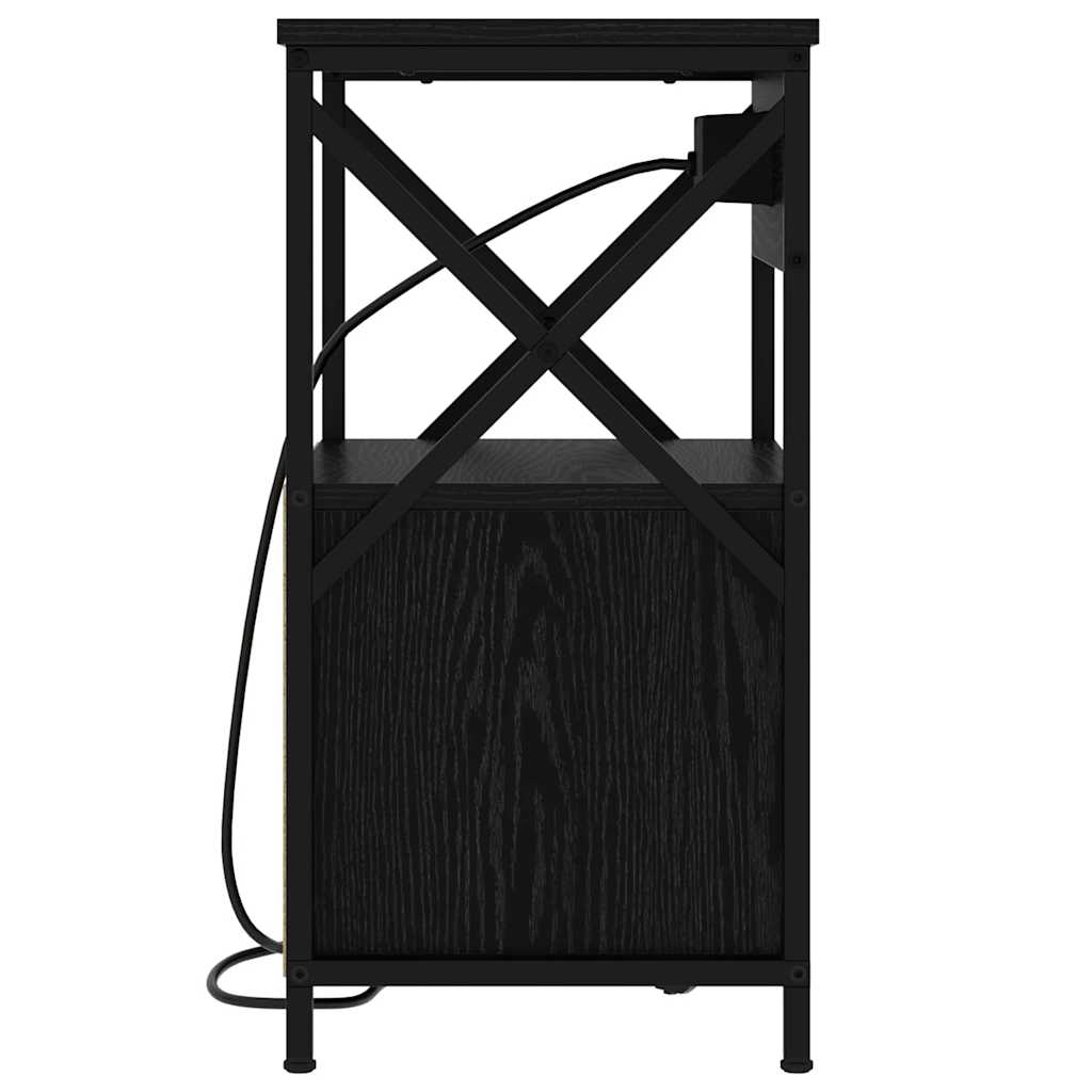 Armadio da Notte con cassetto 2 pcs Rovere Nero 40 x 31 x 60 cm | homemem39